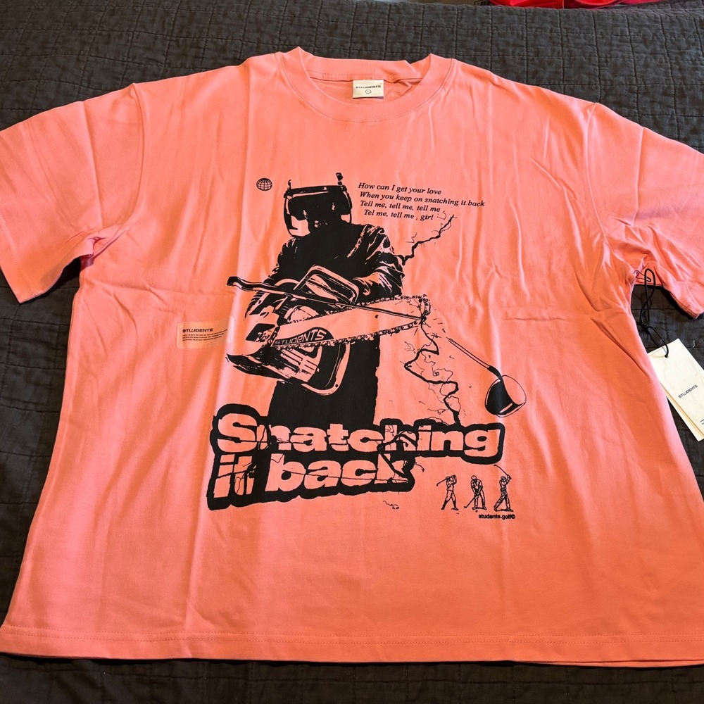 STUDENTS Graphic Print T Shirt Large‎ Pink Snatchin It Back Tee